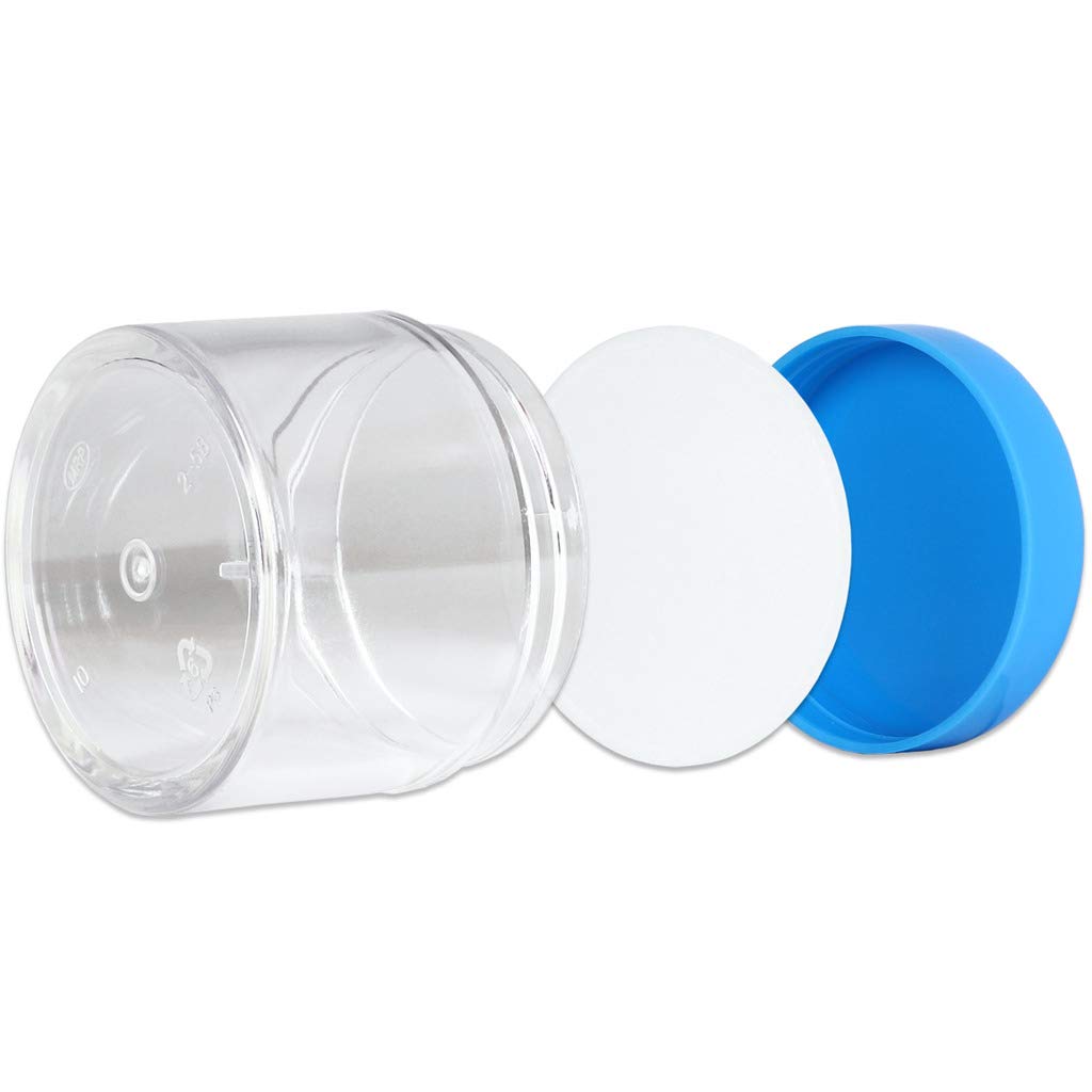 Beauticom 60 Grams60 Ml (2 Oz) Round Clear Leak Proof Plastic Container Jars With Blue Lids For Travel Storage Makeup Cosmetic L